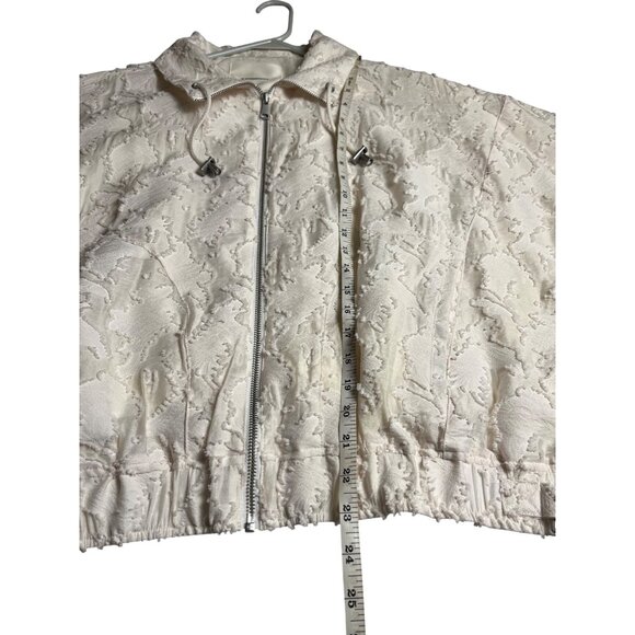 Anthropologie Cropped Lace Bomber Jacket Cream Embroidered Textured Small - Picture 13 of 13